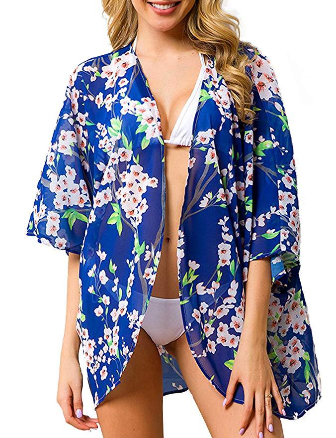 Femmes Sexy Couleur Unie Fleur Impression Cover Ups display picture 7