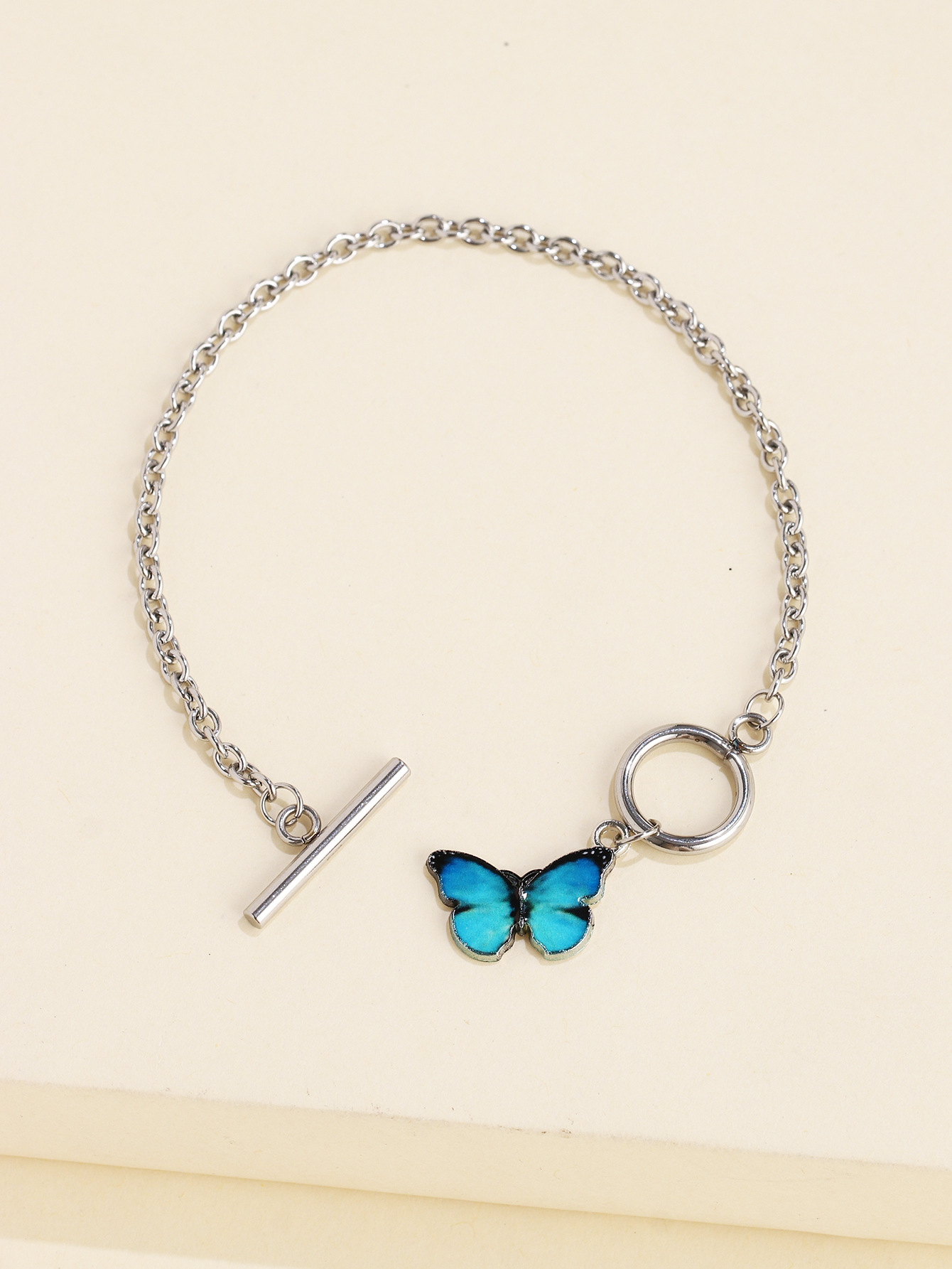 40132 Nischen Design Sinn Koreanischer blauer Schmetterling EinWortKnopfArmband ins SuperFeuer Paar Freundin Armband Schmuckpicture7