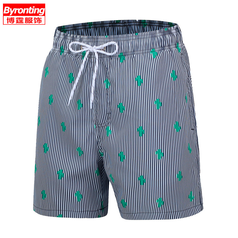Shorts Summer Men's Beach Pants Casual 4-point Printed Anti-embarrassment Swimming Trunks Launchable Loose Quick-drying Hot Spring Pants Men's