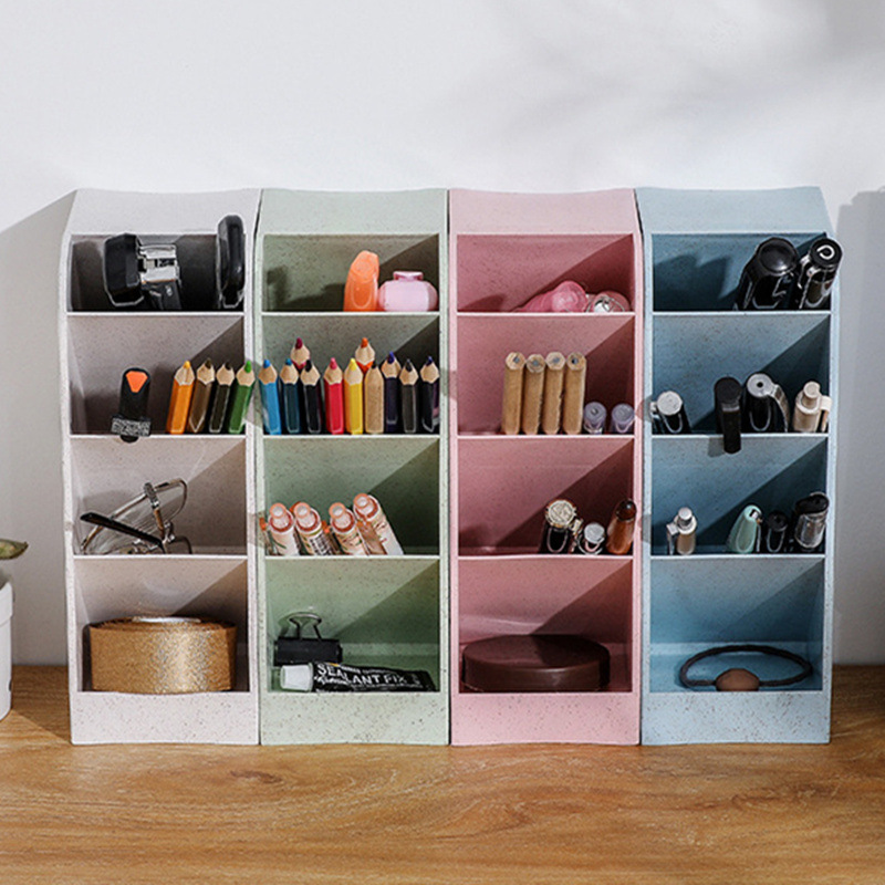 创意大号斜插式笔筒塑料办公室桌面文具收纳盒简约四格大容量笔筒