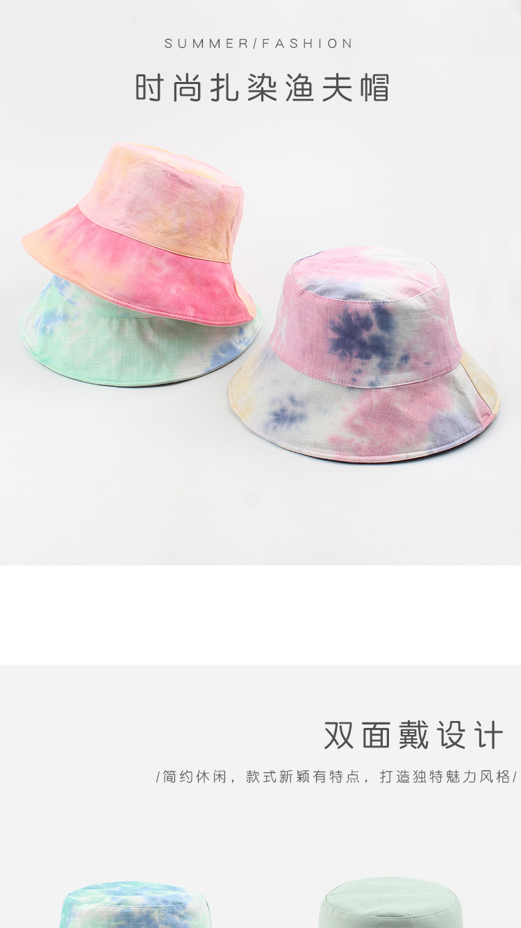 Double-sided Fisherman Hat New Brand Street Sun Hat Summer Tie-dye Flat Top Hat Wholesale Nihaojewerly display picture 1