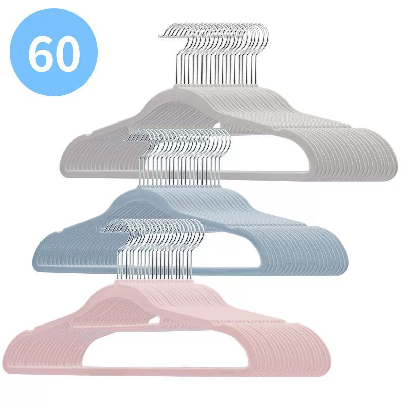 Amazon, специально для оптовой продажи, нескользящая Флокированная вешалка, Скоба для одежды, домашняя Нескользящая вешалка для одежды для взрослых, экономия места