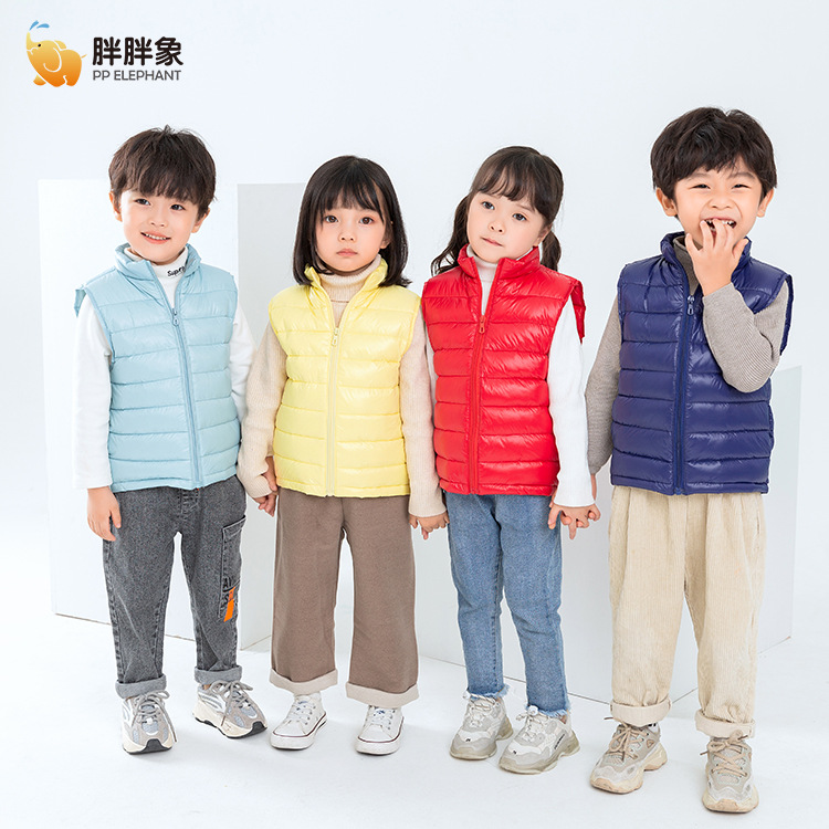 2020 Otoño e Invierno nuevos niños y niñas medianos y grandes niños bebé ligero soporte collar abajo chaleco entrega al por mayor