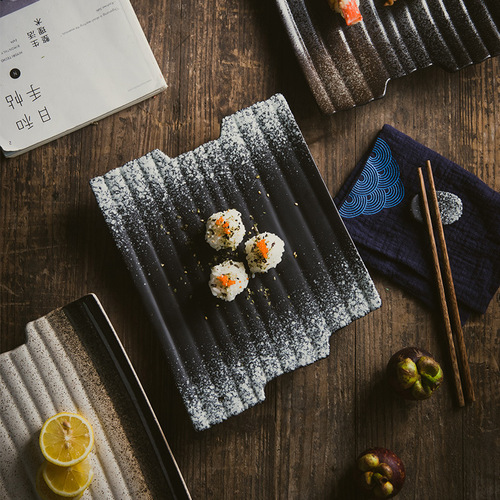 Japanese ceramic tableware set retro plates creative irregular plates sushi shop hotel restaurant special-shaped plates