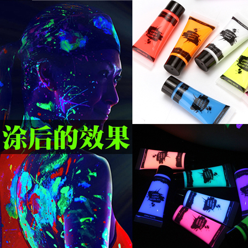 Eco-friendly glow-in-the-dark paint, body painting 10ML hand-painted fluorescent paint colorful soft tube cream makeup fluorescent face