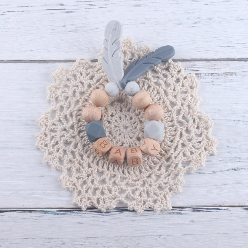 Baby Beech Cadena de chupete de silicona Cadena de molienda de dientes de bebé calmante cadena anti-caída cadena anti-perdida con Bell