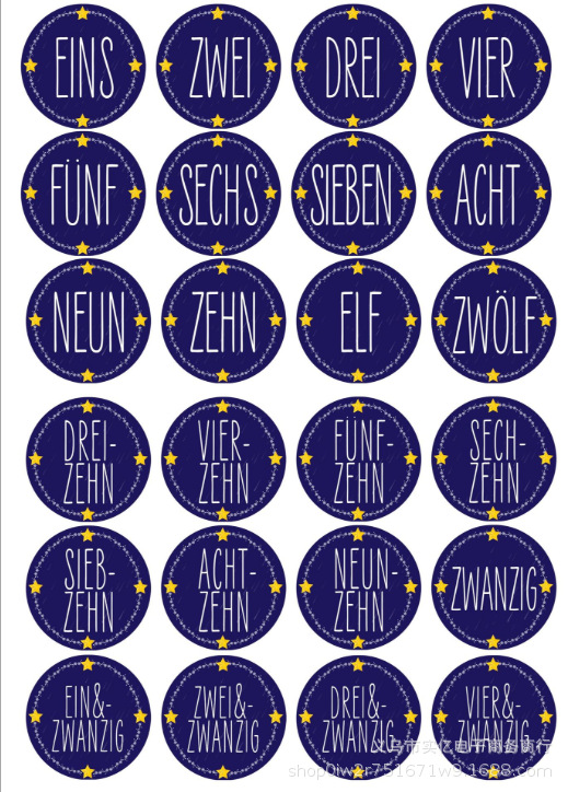 Calendario de Adviento con Pegatinas, Bolsas de Algodón y Lino Navideñas con Estampado Dorado, Bolsas de Regalo Navideñas, Juego de Bolsas para Dulces con Estampado Dorado, 24 Piezas