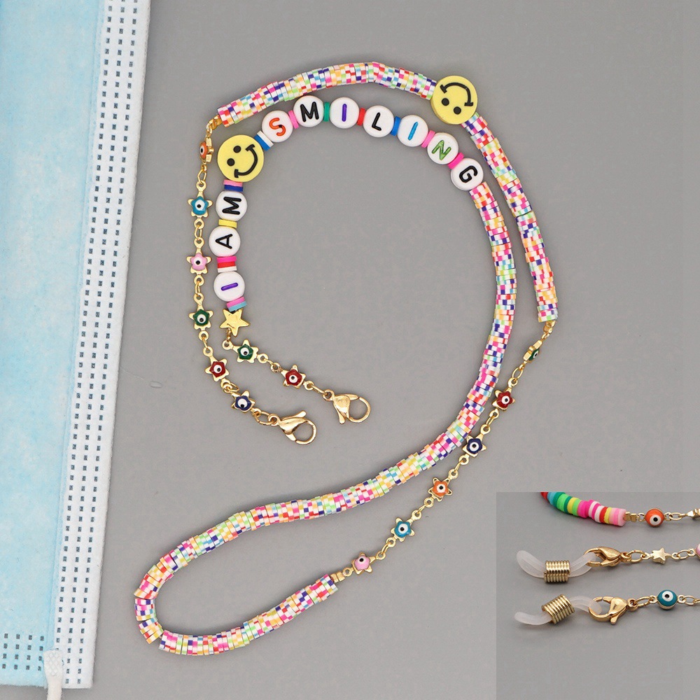 Bohemian fashion glass smiley face necklacepicture3