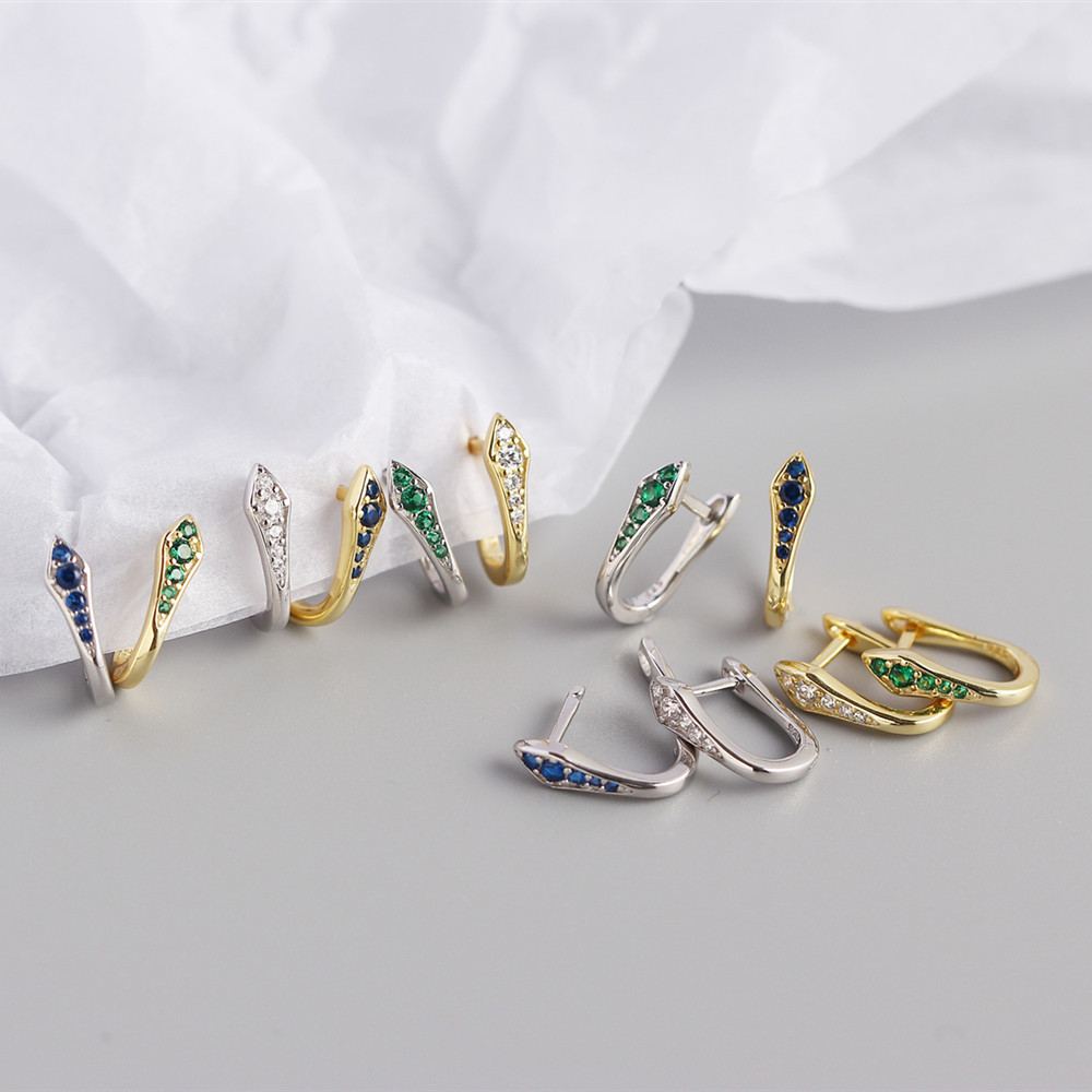 Wedding, Travel Occasion 925 Sterling Silver Material S925 Sterling Silver U-shaped Color Zirconium Earrings Wholesale Nihaojewelry