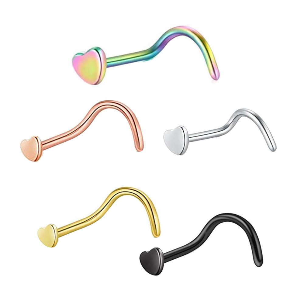 Simple Style Heart Shape Stainless Steel Nose studs 1 Piece