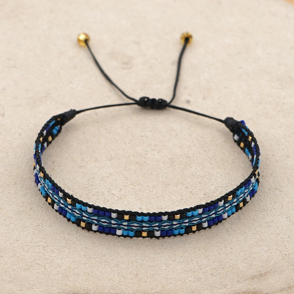 Rice Bead Weaving Bohemian Style Retro Ethnic Style Pattern Ribbon Bracelet display picture 9