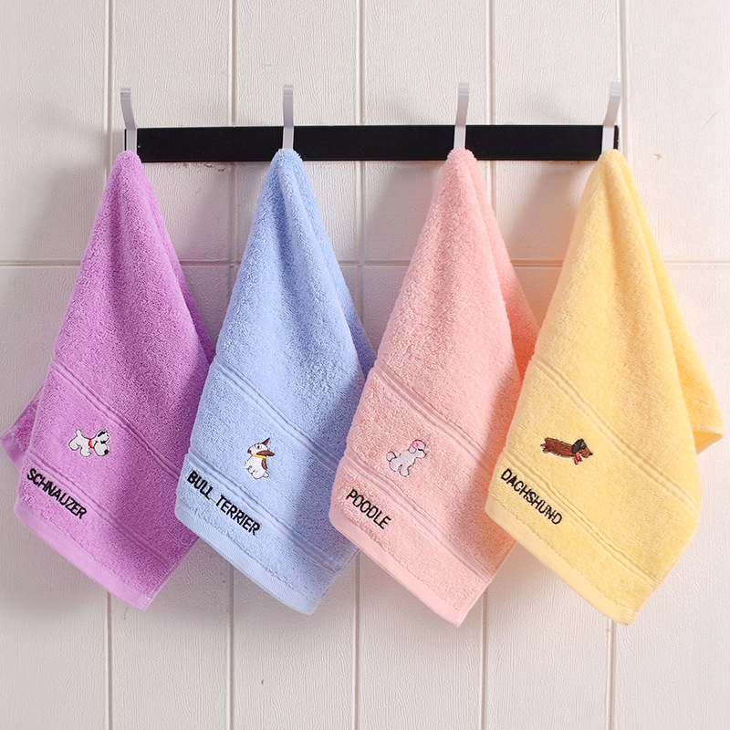 厂家直销绣花卡通狗吸水速干纯棉童巾 家用断档礼品儿童毛巾刺绣|ms