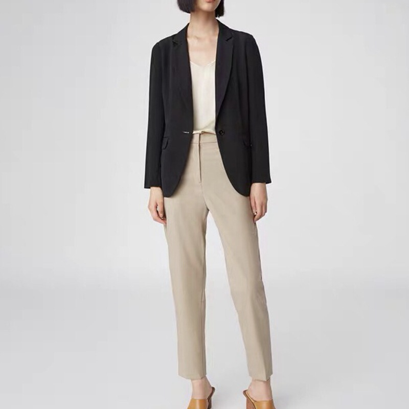 Rongxin Clothing 2023 Spring and Summer New Heavy Silk 22mm Stretch Crepe Silk Loose Suit Jacket for Women
