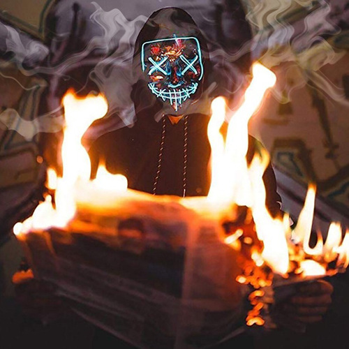 Cross-border supply of EL cold light flash customized LED luminous mask Halloween ghost face adult fluorescent dance mask