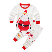 兒童兒童新款童棉套裝聖誕 空調服花圓領童家居服兩件套舒適