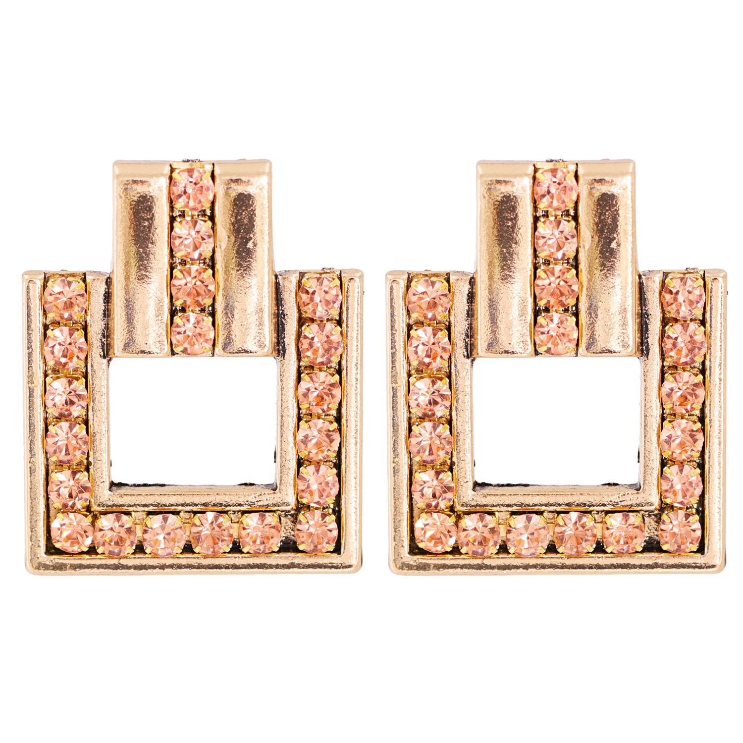 Exaggerated  Square Alloy Diamond-studded Glass Earrings display picture 4