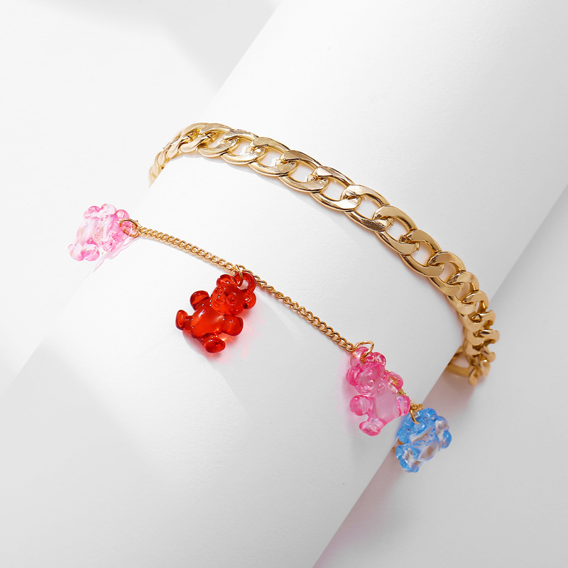 Creative Retro Simple Cartoon Bear Pendant Multi-layer Chain Anklet Wholesale display picture 1