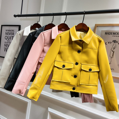 Shorty leather clothing Europe station leather clothing have cash less than that is registered in the accounts 2020 new pattern coat spring and autumn handsome pu Motorcycle jacket