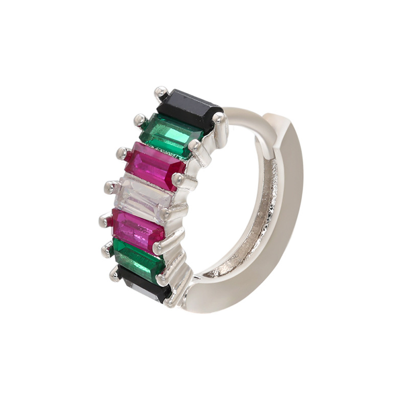 Rectangular Colored Diamond Fashion Earrings Wholesale Jewelry Nihaojewelry display picture 4