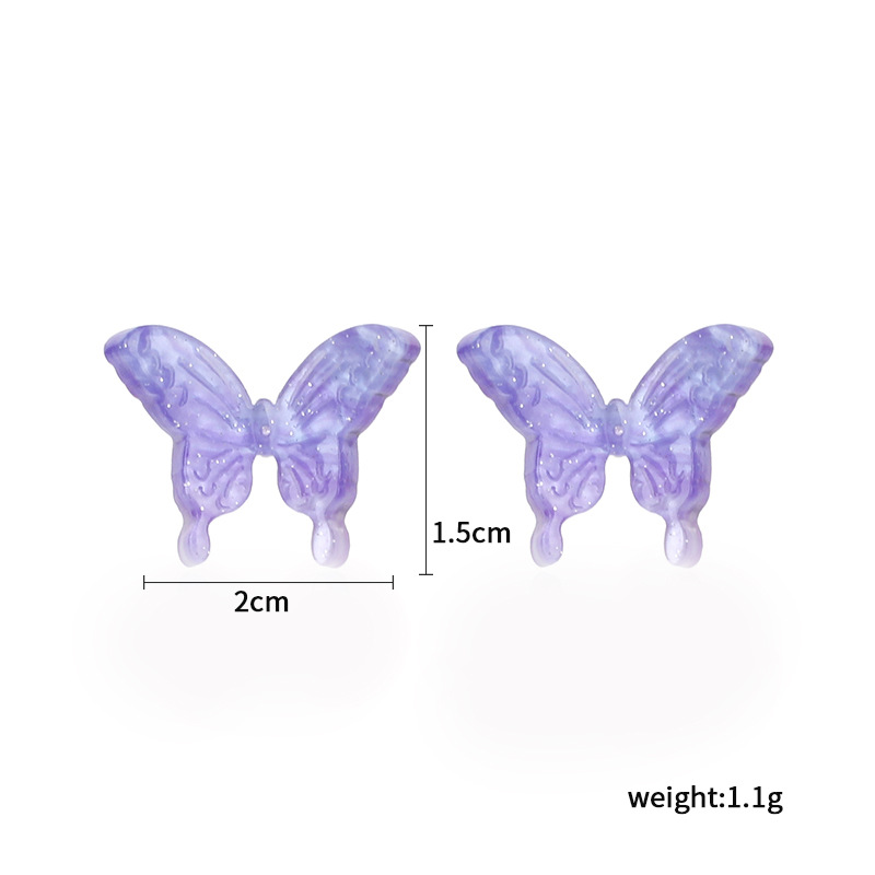 2g Weight Earrings, Ear Studs Classification Wedding, Travel Occasion Bow Knot Pattern Women'S Gender White, Pink, Purple Color Fashion New Three-dimensional Butterfly Korea Trendy Fashion Wild Resin Earrings Wholesale Nihaojewelry 12