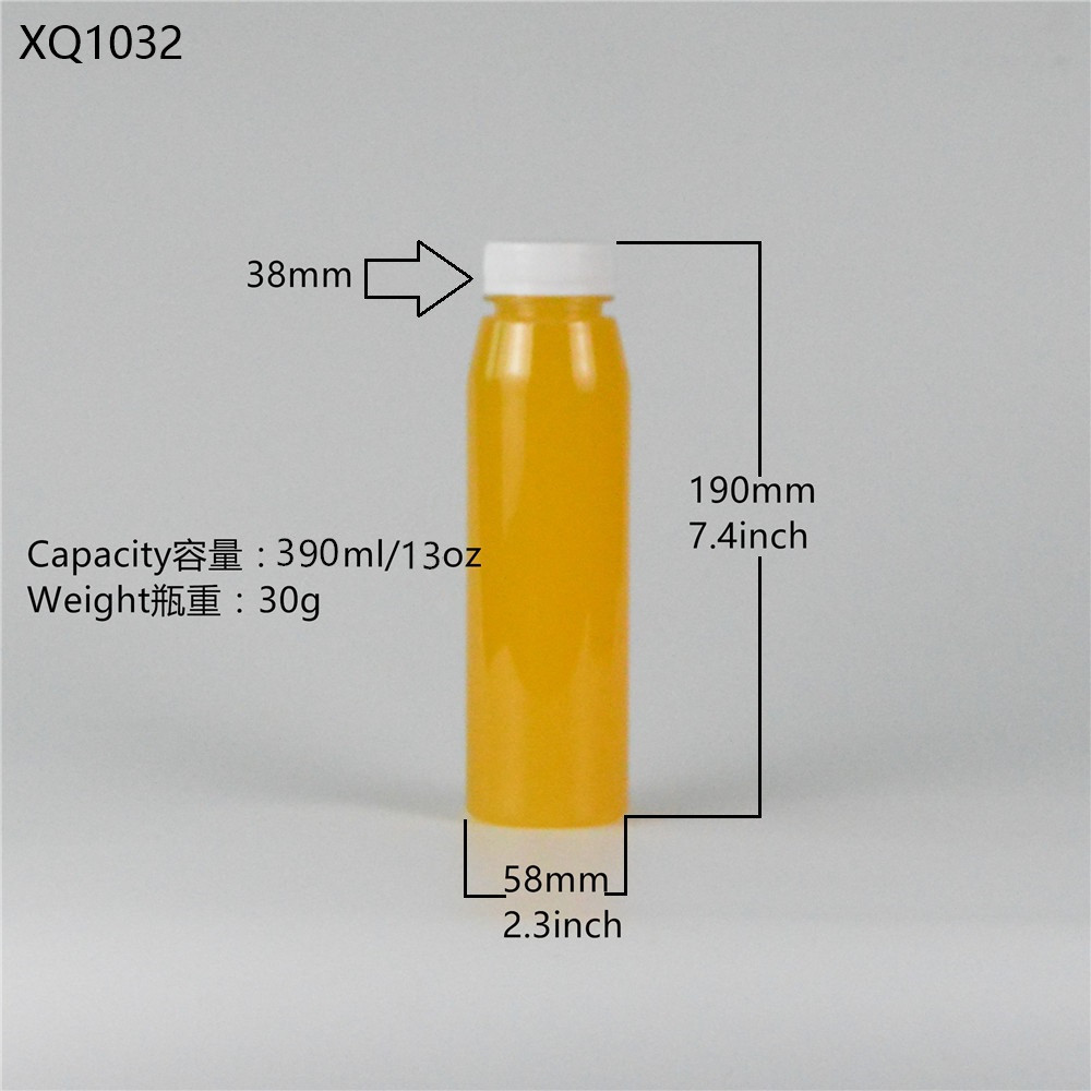 源头厂家直供390ml方形高档果汁塑料瓶果汁瓶pet创意网红奶茶杯