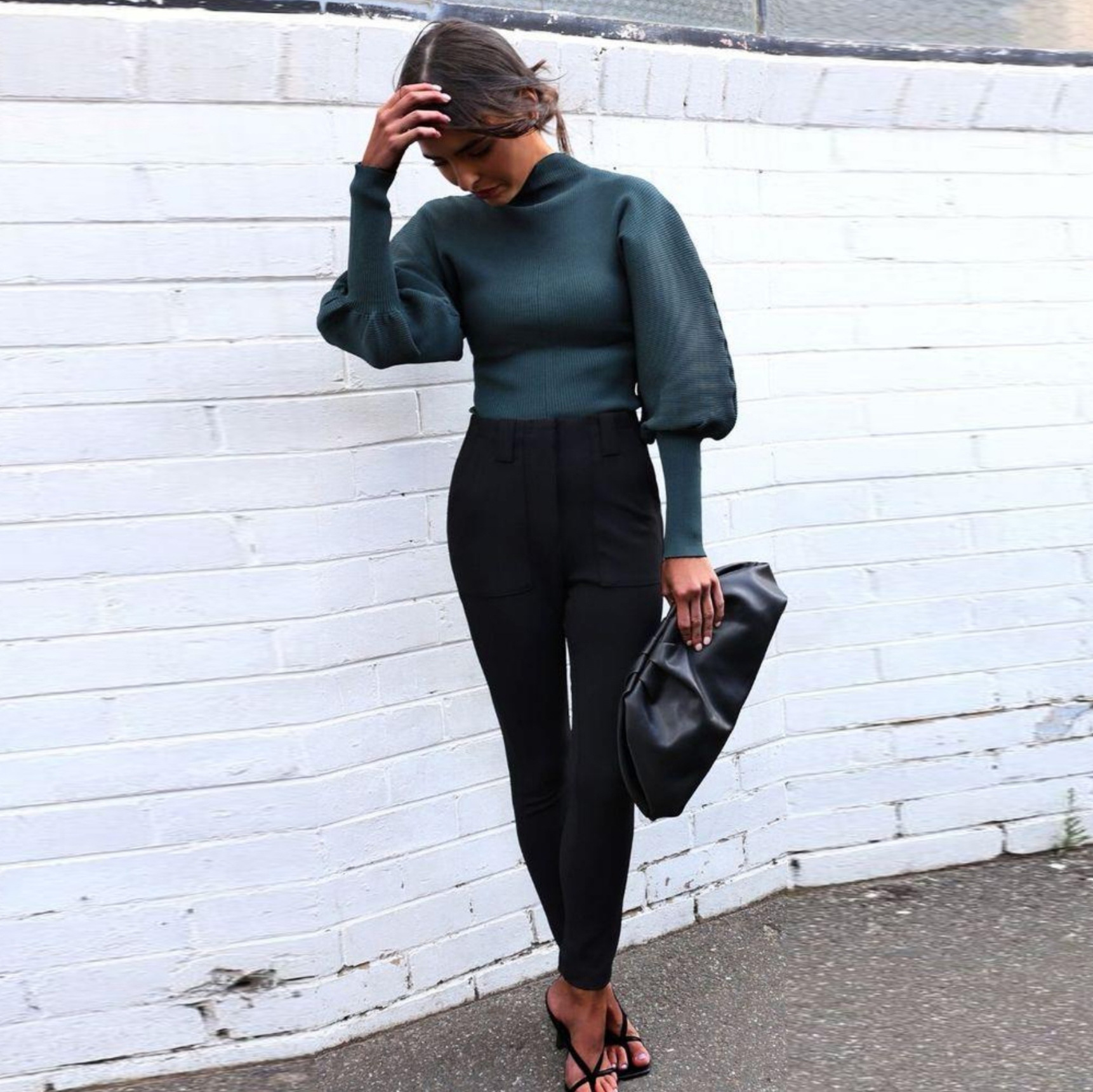 New Autumn And Winter Sweaters Women Hot Net Color Knitting Lantern Sleeve Long Sleeve Pullover High Collar Sweater in Sweaters