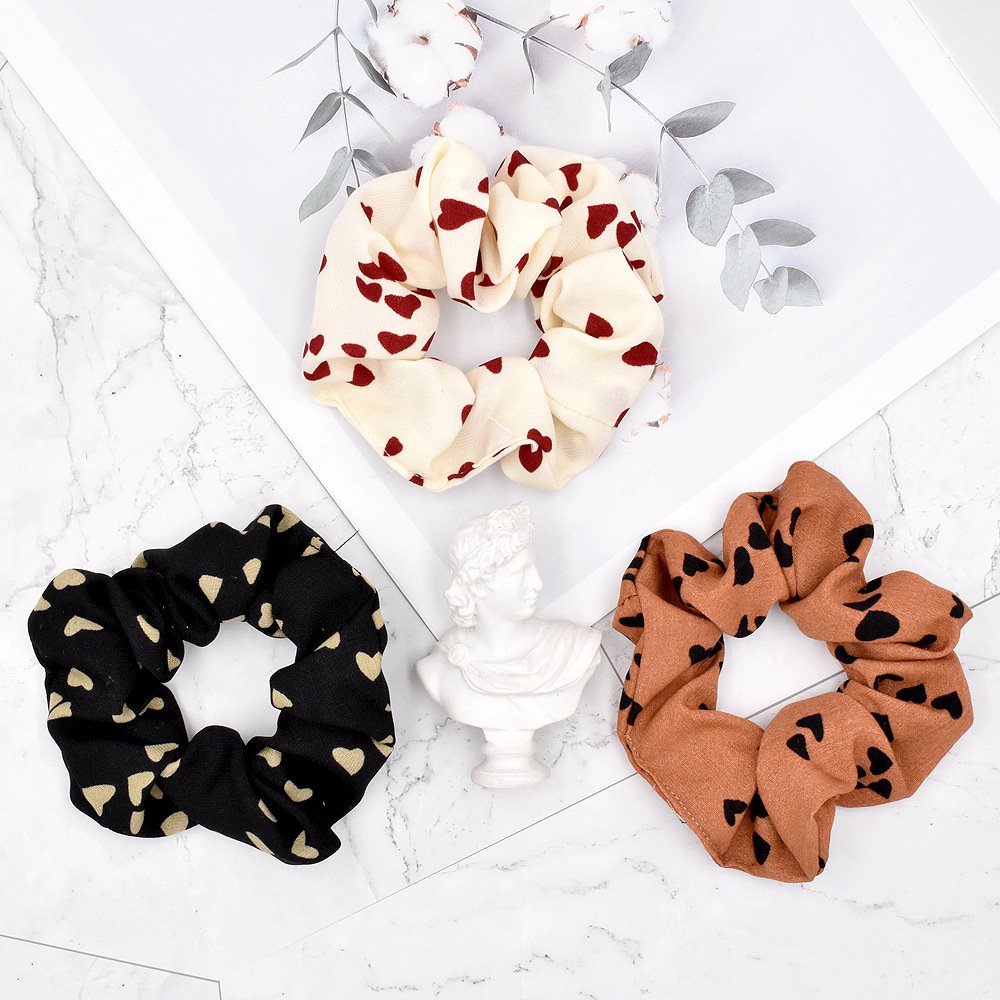 الكورية الأزياء الخوخ القلب الشعر Scrunchies display picture 1