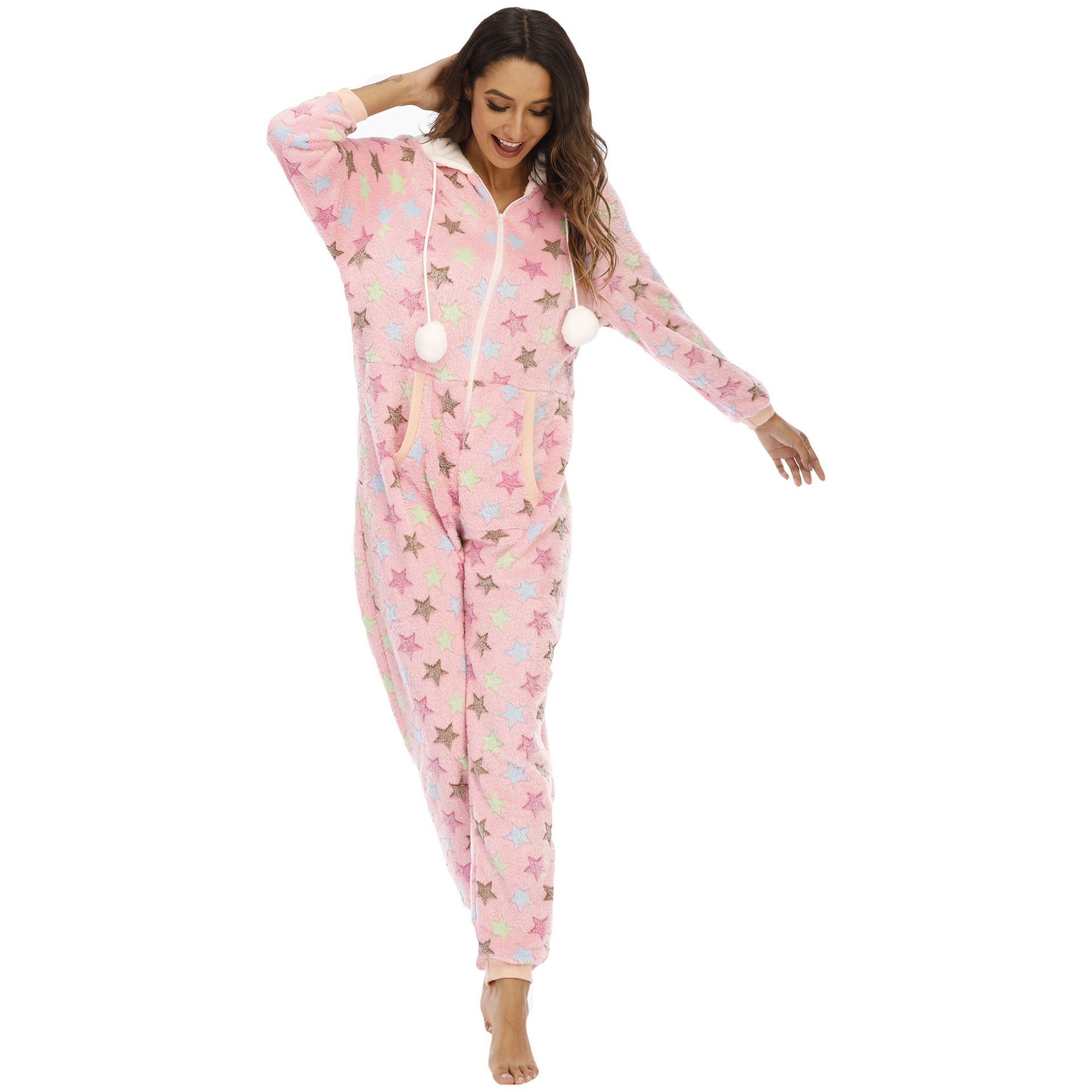 pigiama intero in flanella per donna autunno e inverno Natale Halloween vestiti per la casa_voghion.com