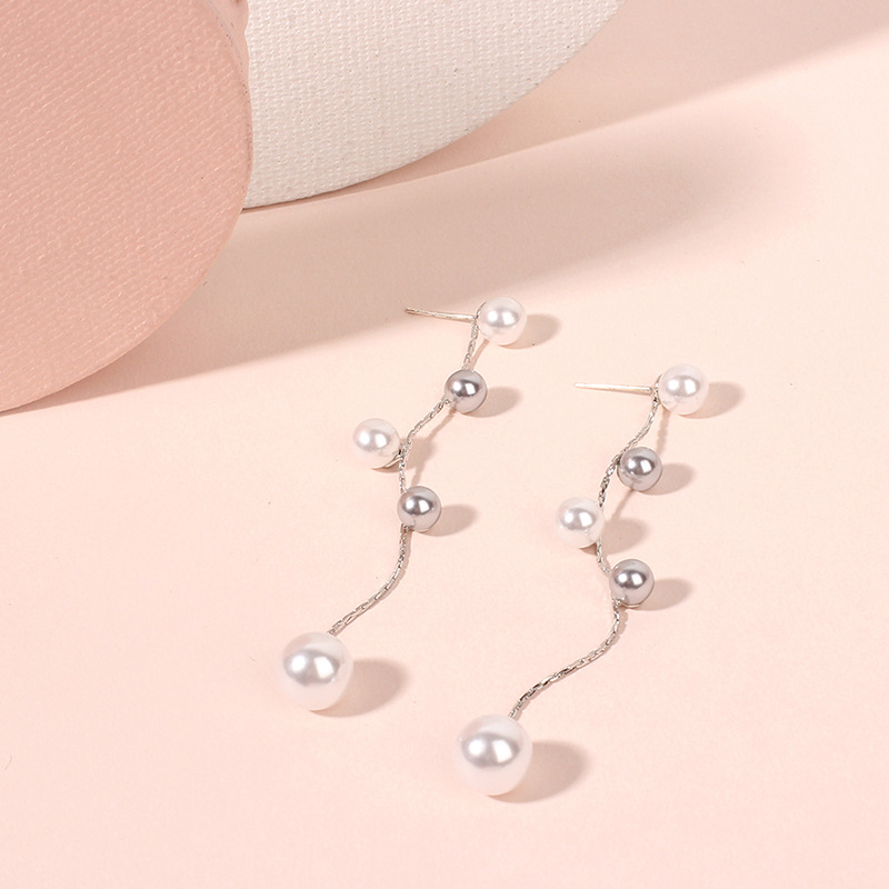 4g Weight Earrings Classification Wedding, Travel, Birthday, Festival Occasion Women'S Gender Fashion Style Silver Color  Korean Fashion  Tassel Pearl Earrings 3