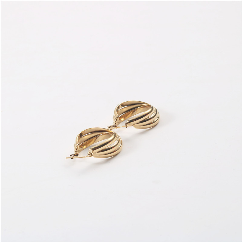 Solid Color Pattern Women'S Gender PVD Coated 18K Gold Real Gold Plated Solid Color 201 Stainless Steel Fashion Waterproof Non Tarnish Earrings