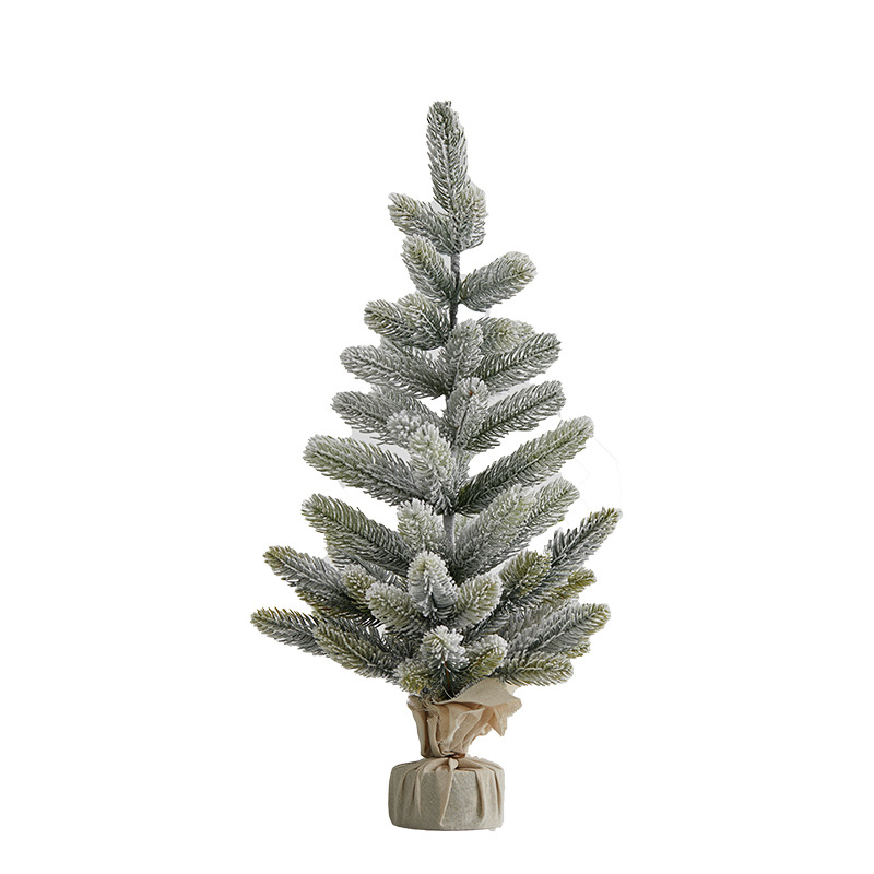 PE flocado nieve rociador escritorio pequeño árbol de Navidad hotel centro comercial escenario de suelo decoración decoración de Navidad