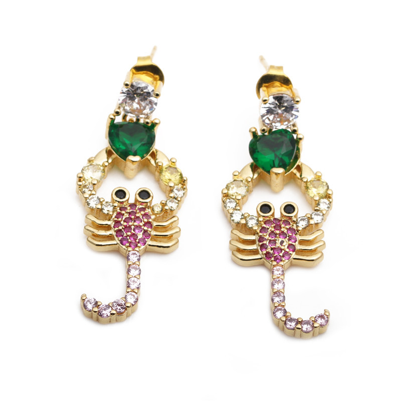 Boucles D'oreilles Crabe Zircon Micro-incrustées display picture 3