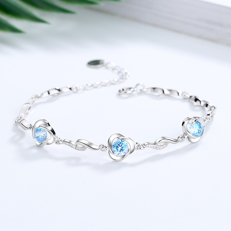 Four-leaf clover s925 sterling silver bracelet student day gift bracelet set zircon ins niche design silver jewelry wholesale