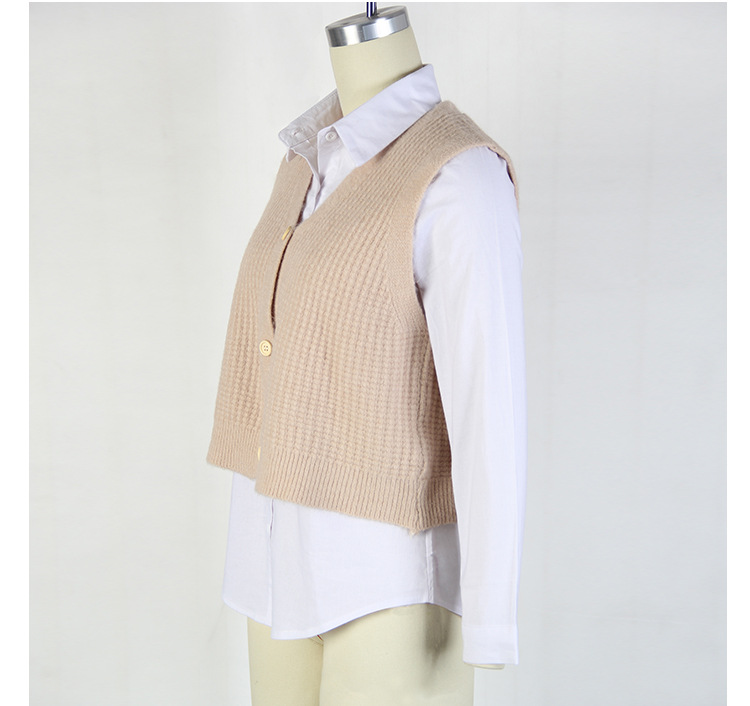 Solid Color Sleeveless Knitted Vest NSJR17165