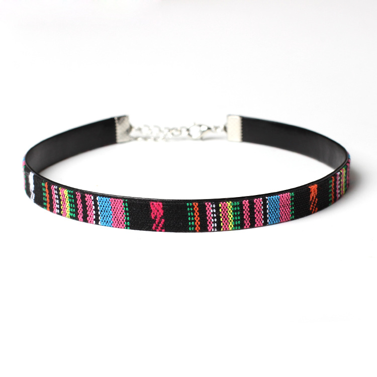 5g Weight Choker Classification Wedding, Travel Occasion Women'S Gender Ethnic Style Style Blue, Black Color Fashion Handmade Color Embroidery Short Necklace Wholesale 12