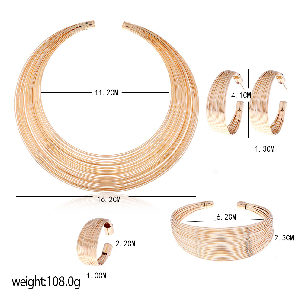 88g Weight Rings, Earrings, Necklace Classification 1 Set Quantity Basic Classic Style Solid Color Alloy Wholesale Rings Earrings Necklace