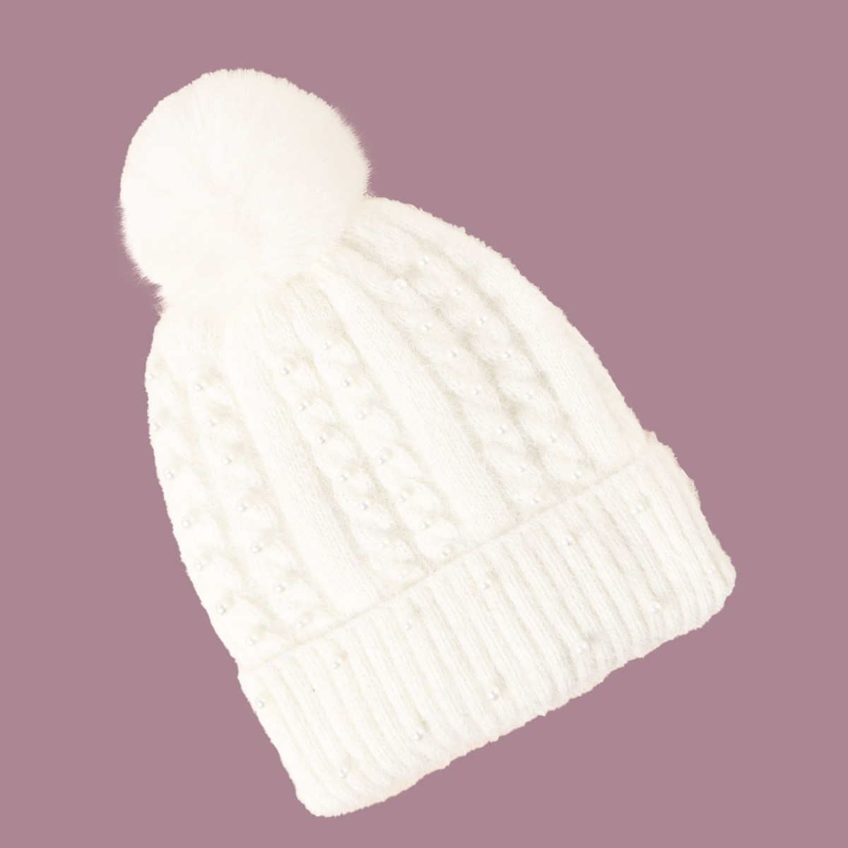 Gorro De Punto Con Bolas De Pelo De Perlas display picture 8