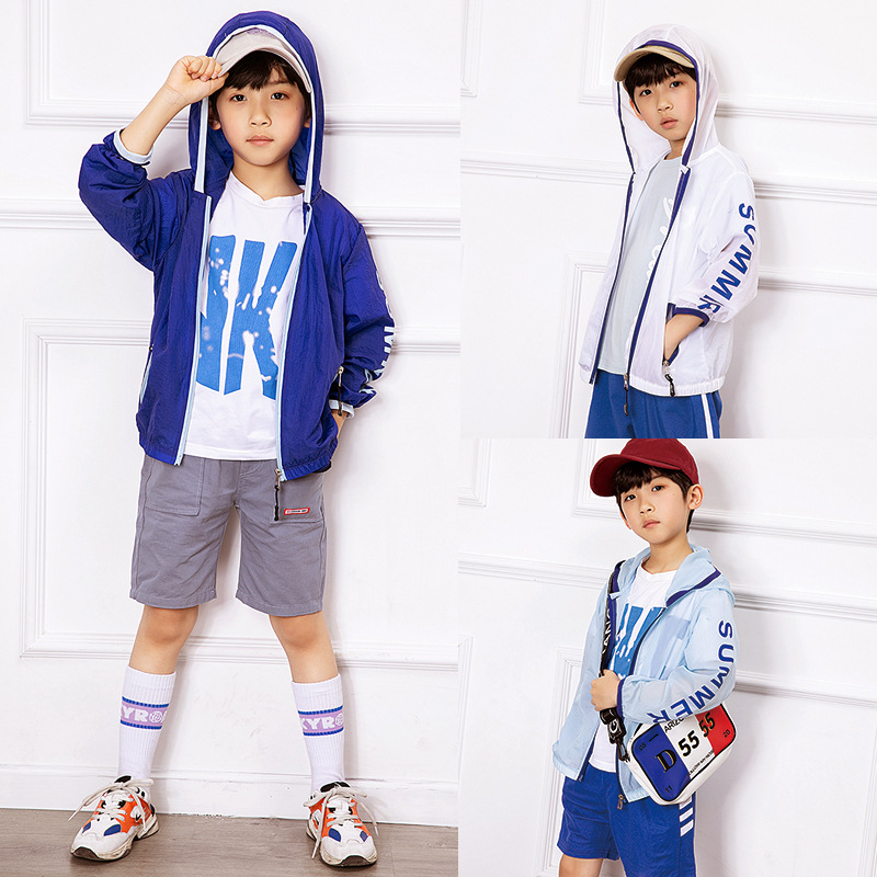 Boy Children's clothing summer new pattern CUHK fashion go out sleeve letter printing Sunscreen comfortable Skin clothing