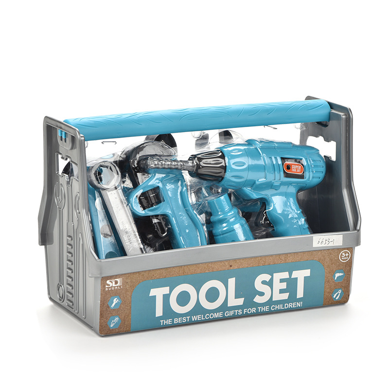 Juego de herramientas de juguete (taladro, tornillos) para niños
