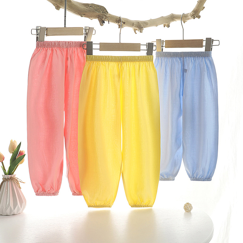 新款兒童防蚊褲棉綢薄款夏季寬松寶寶空調睡褲男童女童燈籠褲批發