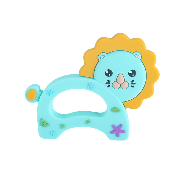 Pequeño León de dibujos animados bebé teether stick de silicona de grado alimenticio bebé juguete molar