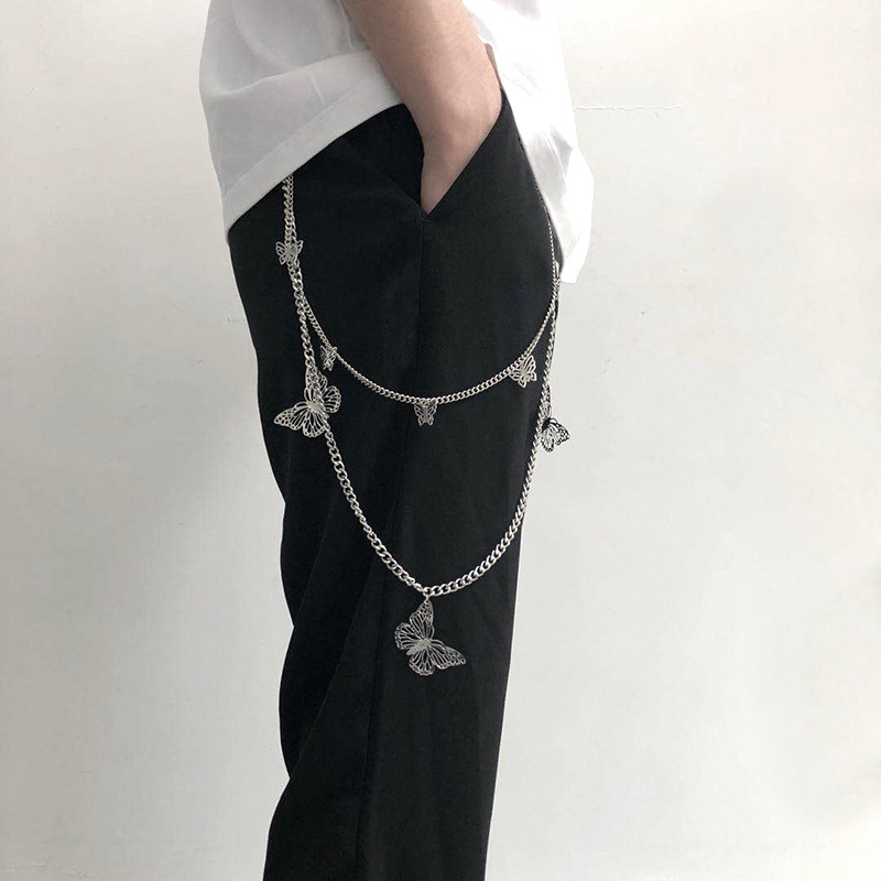 128g Weight Waist Chain Classification Alloy Material Unisex Gender Hip-Hop Style Silver Color New Fashion  Trend Paper Clip  Hip Hop Belt Pants Chain 2