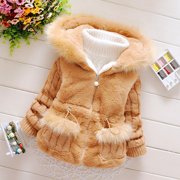 Girls' Cross-border Foreign Trade Children's Clothing 2022 New Winter Children's Imitation Fur Thickened Coat Baby Foreign Style Wool Sweater