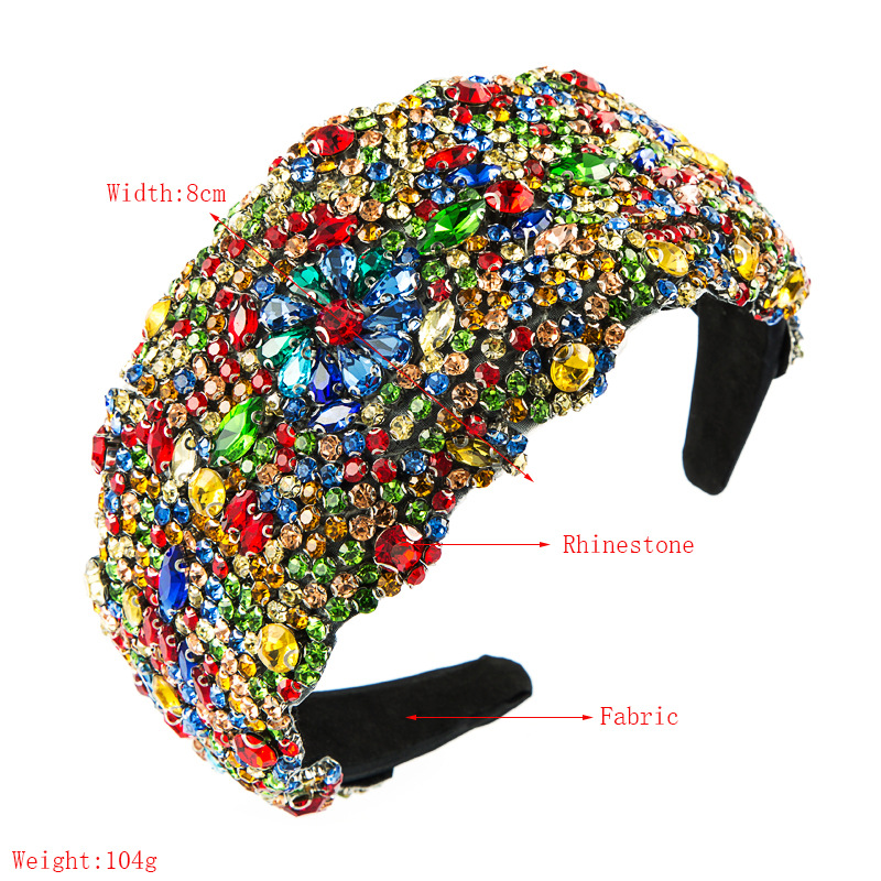 New Super Exaggerated Starry Colorful Rhinestone Wide-brimmed Headband Women's Luxury Fabric Headwear display picture 1