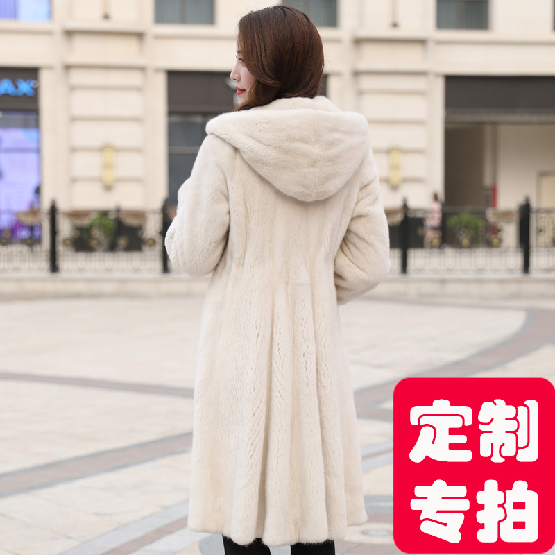 2020冬季女装皮草外套海宁水貂毛皮大衣女带连帽母貂韩版修身