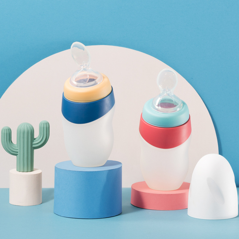 Fruit maternal and infant creative flat bottom silicone rice paste bottle wholesale baby multi-use training feeding complementary food squeeze bottle