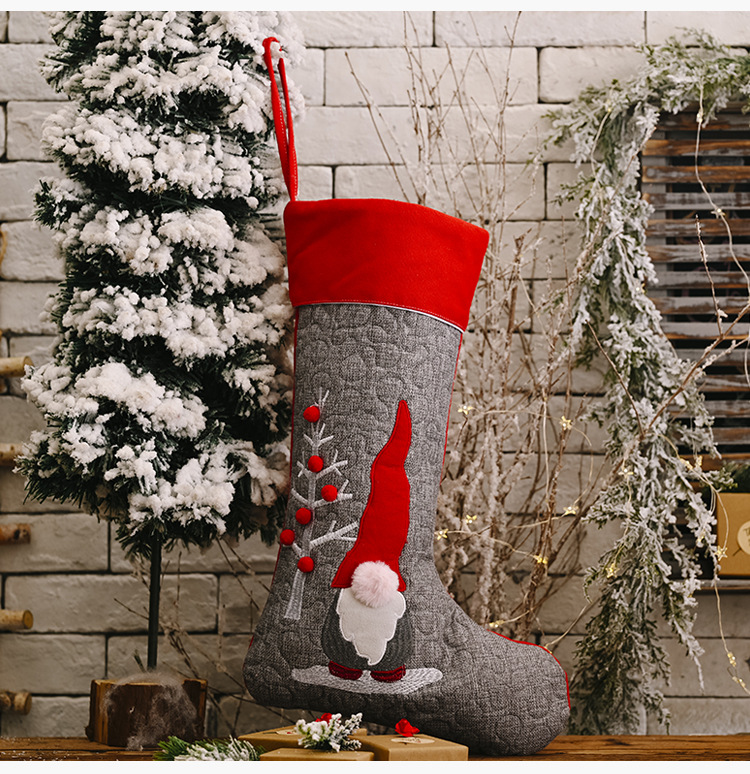 Christmas Decorations Red Grey Faceless Doll Christmas Socks Big Pendant display picture 7