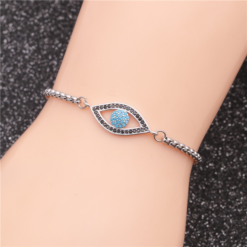 Europäischer Und Amerikanischer Schmuck Grenz Überschreitende  Edelstahl Kette Devil Eye Damen Verstellbares Armband Bracelet display picture 6