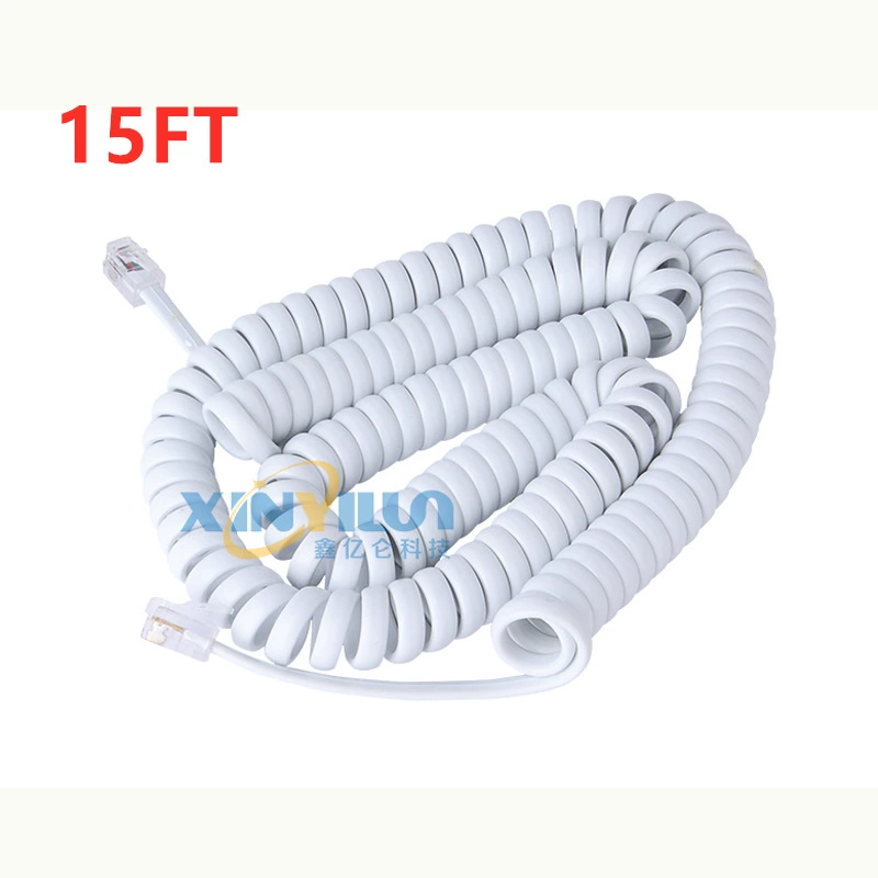 15-футовая телефонная трубка ручка кабель телефонная кривая 5 бежевый 4P4C RJ9 RJ10 RJ22