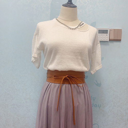 Women's Decorative Wide Belt, Simple and Versatile Wide Waist Closure Clothing Accessory, European and American Amazon Cross-Border Butterfly Knot Matching Skirt